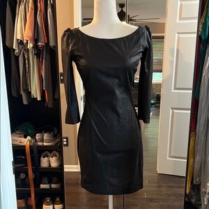 Guess Black Bodycon Mini Dress with Puff Sleeves